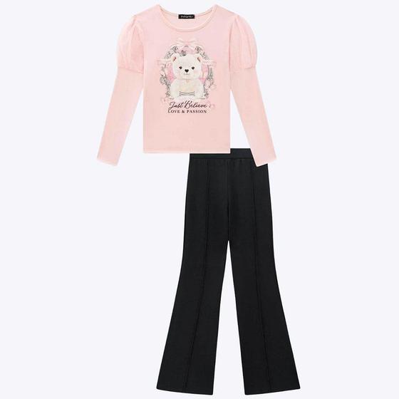 Imagem de Conjunto Blusa Tule Manga Princesa e Calça Flare Infantil Feminina Infanti 70943