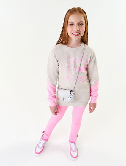Imagem de Conjunto Blusão Color Block E Legging Mescla E Rosa Abrange