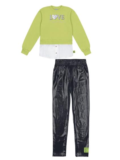 Imagem de Conjunto Blusão Com Camisa E Legging Amarelo Neon E Preto Catavento