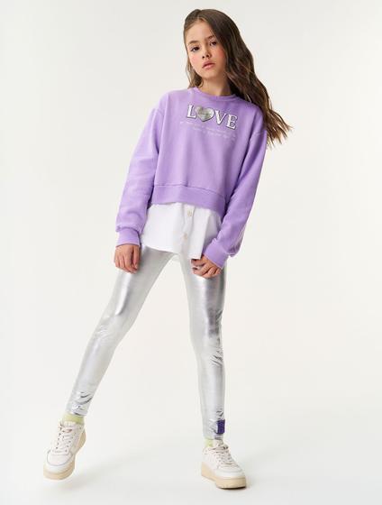 Imagem de Conjunto Blusão Com Camisa E Legging Lilás E Prata Catavento