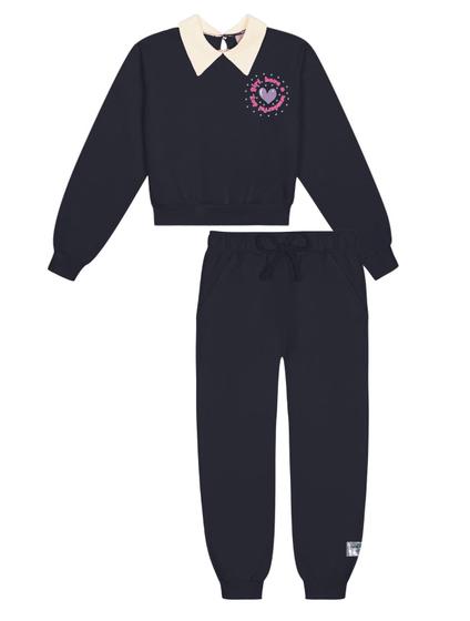 Imagem de Conjunto Blusão Com Gola E Calça Jogger Preto Abrange