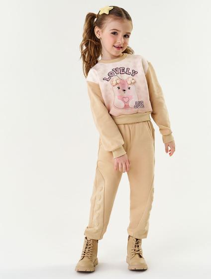 Imagem de Conjunto Blusão Com Pompom E Calça Jogger Bege Abrange