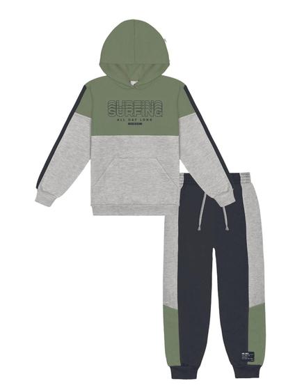 Imagem de Conjunto Blusão e Calça Color Block Mescla e Verde  Abrange