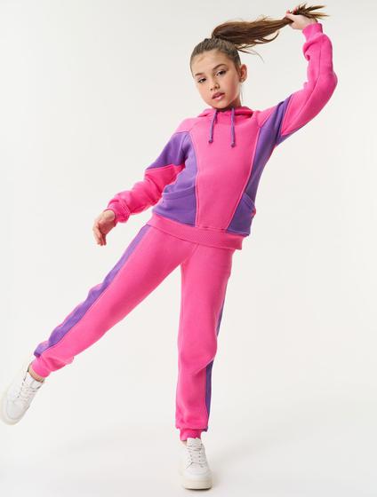 Imagem de Conjunto Blusão E Calça Jogger Color Block Rosa E Roxo Catavento