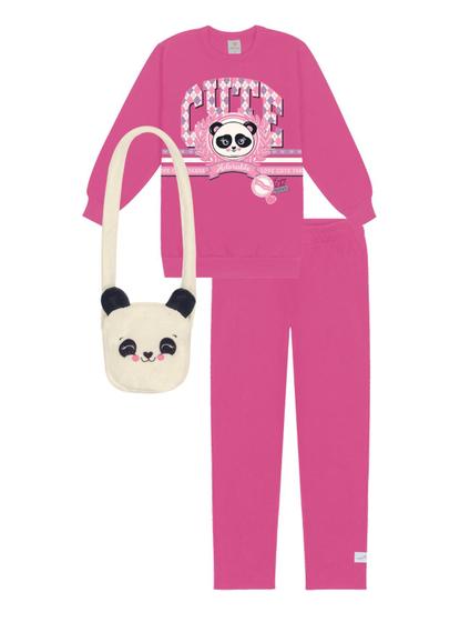 Imagem de Conjunto Blusão E Legging Com Bolsa De Panda Rosa Abrange