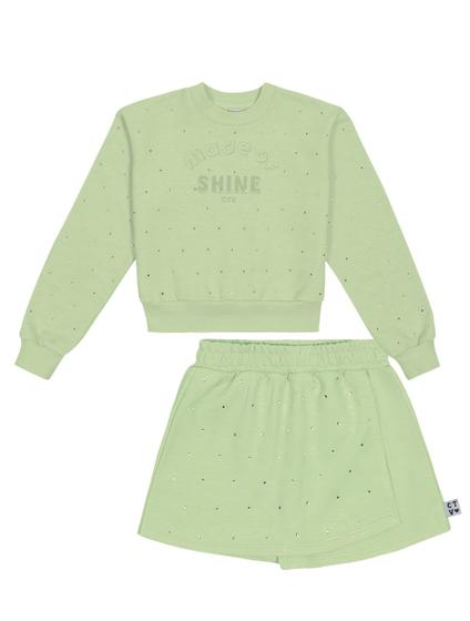 Imagem de Conjunto Blusão E Short-Saia Com Strass Verde Catavento