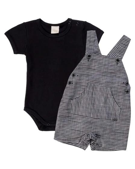 Imagem de Conjunto Body Bebe Menino + Jardineira Sarjinha 100% Algodão - Anjos Baby