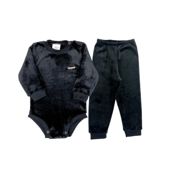 Imagem de Conjunto Body Calça Fleece Peluciado Inverno Bebê Bodie