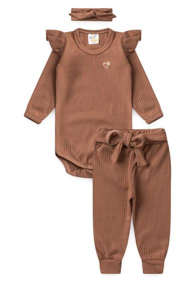 Imagem de Conjunto Body Canelado Menina - Doce de Leite - Ame Kids