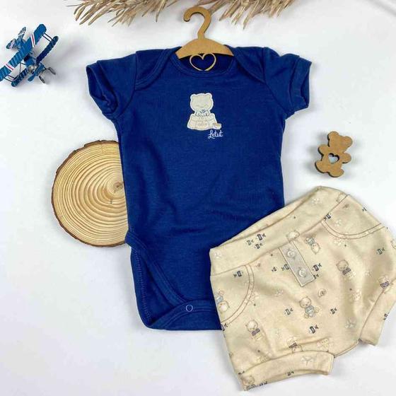 Imagem de Conjunto Body curto e shorts Ursinho Príncipe Azul Marinho