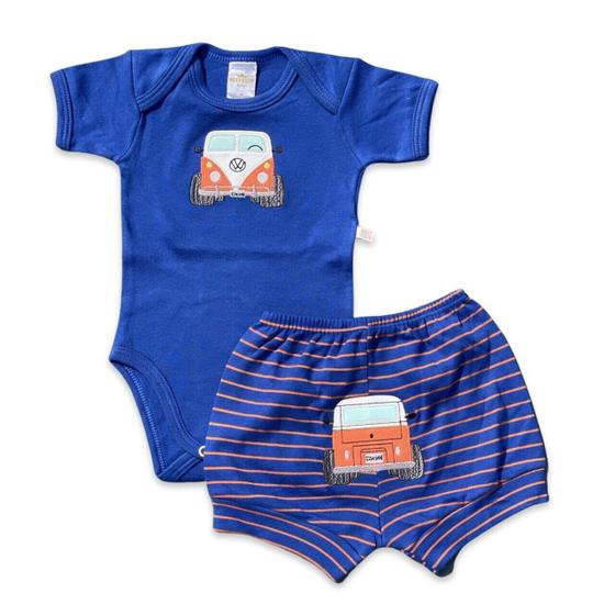 Imagem de Conjunto body e shorts Best Club Baby azul com bordado carro