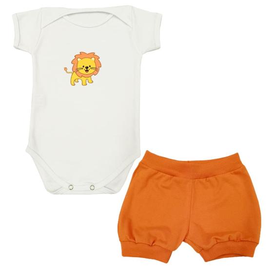 Imagem de Conjunto Body Manga Curta Leão Bebê + Shorts