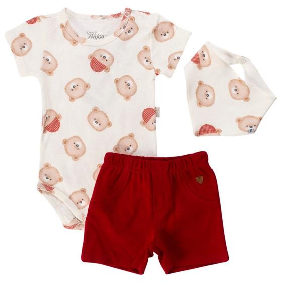 Imagem de Conjunto Body Manga Curta Ursinhos e Shorts Vermelho