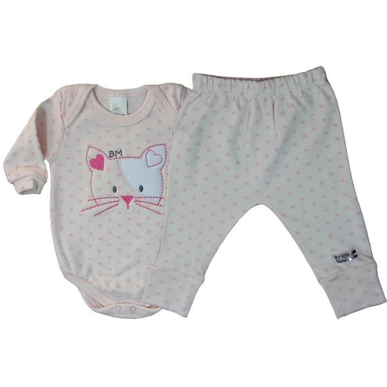 Imagem de Conjunto Body Suedine Estampa Corrida Manga Longa Bordado Gata + Calça Est. Corrida