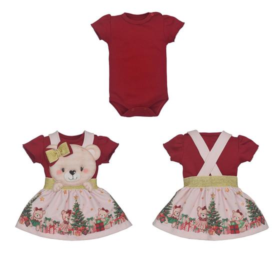 Imagem de Conjunto Body Vermelho e Vestido Ursinho de Natal Molecottom Suedine