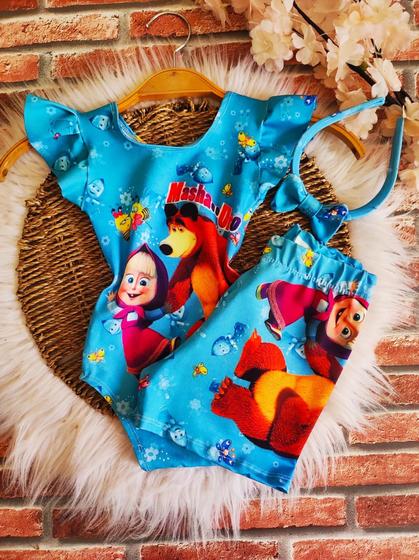 Imagem de Conjunto Bodys Menina Infantil Temático Macha e Urso + Short RF02