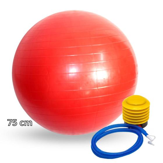 Imagem de Conjunto bola funcional ginástica pilates Suíça 75cm bomba