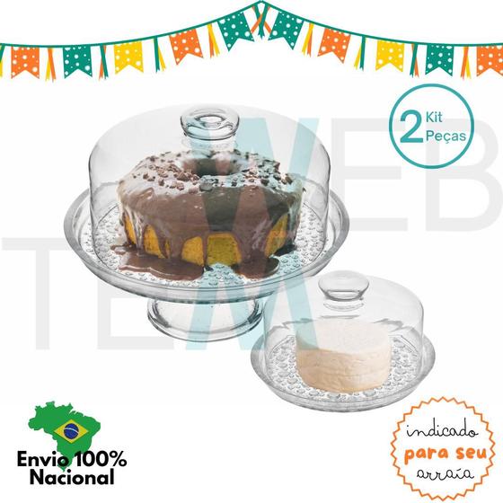 Conjunto Boleira com Pé Prato 28cm para Bolo e Queijeira de Vidro Petit Poa Vitazza Mesa Posta Praticidade Estilo Sustentável Organização e Decoração Menor preço em Conjunto Boleira com Pé Prato 28cm para Bolo e Queijeira de Vidro Petit Poa Vitazza Mesa Posta Praticidade Estilo Sustentável Organização e Decoração