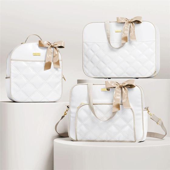 Conjunto Bolsas Maternidade Luxo Branco 3 Pçs Grão de Gente Menor preço em Conjunto Bolsas Maternidade Luxo Branco 3 Pçs Grão de Gente