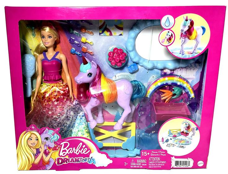 Conjunto Boneca Barbie Princesa Loira E Mini Unicórnio Bebê e Acessórios - Unicórnio Bebe Água E Faz Xixi - Arco Íris - Dreamtopia - Mattel Menor preço em Conjunto Boneca Barbie Princesa Loira E Mini Unicórnio Bebê e Acessórios - Unicórnio Bebe Água E Faz Xixi - Arco Íris - Dreamtopia - Mattel