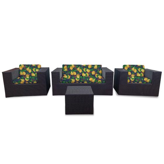 Imagem de Conjunto Bora Bora Escuro - 1 Sofá 2 Lugares + 2 Poltronas + 1 Mesa de Centro - Zamzibar