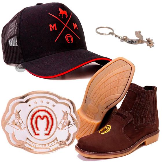 Imagem de Conjunto Botina Country Masculina + Fivela + Boné Mangalarga