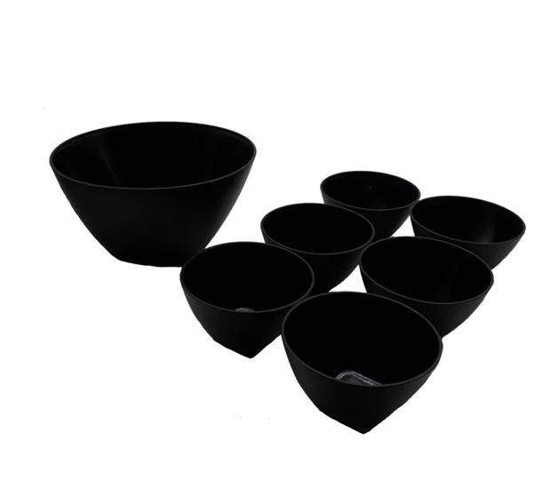 Imagem de Conjunto Bowls Sobremesa Tigela Saladeira Pote 7 Peças Preto