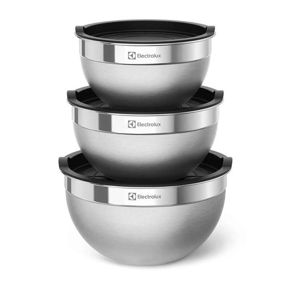 Imagem de Conjunto Bowls Tigelas Electrolux Inox 3 tamanhos c/ tampa