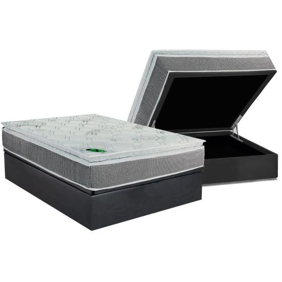 Imagem de Conjunto Box Baú Casal: Colchão Espuma Luckspuma Masterpocket Maxi Life + Base CRC Suede Gray(138x188)