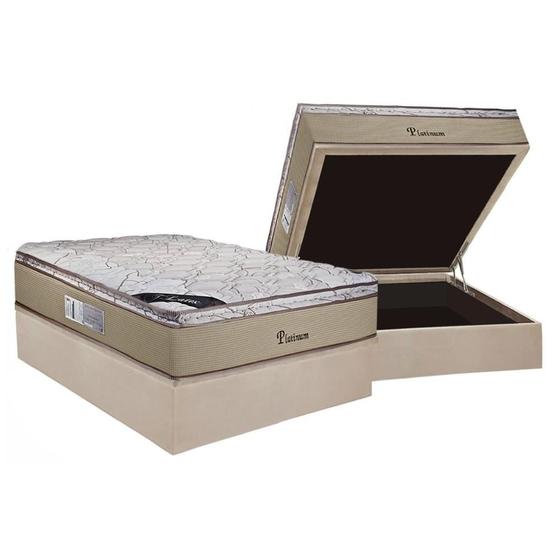Imagem de Conjunto Box Baú Casal: Colchão Espuma Luckspuma MasterPocket Platinum New + Base CRC Suede Clean(138x188)