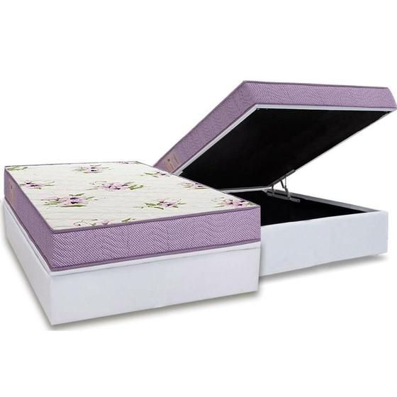 Imagem de Conjunto Box Baú Casal: Colchão Espuma Ortobom D23 Physical Super Resistente Bordado + Base CRC Courano White (138x188)