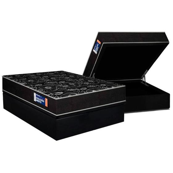 Imagem de Conjunto Box Baú Casal: Colchão Espuma Plumatex D28 IsoPluma + Base CRC Suede Black(138x188)