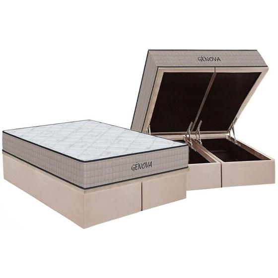 Imagem de Conjunto Box Baú King: Colchão Espuma Orthoflex D45 Genova + Base CRC Suede Clean(193x203)