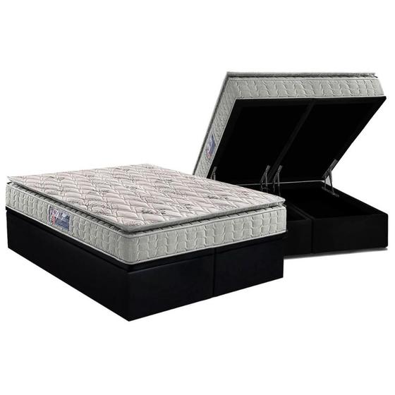 Imagem de Conjunto Box Baú Queen: Colchão Espuma Anjos D33 Orthosono One Face + Base CRC Suede Black(158x198)
