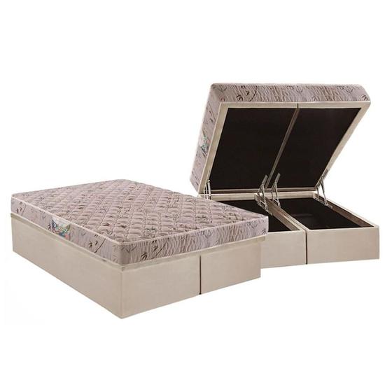 Imagem de Conjunto Box Baú Queen: Colchão Espuma Herval D28 St .Louis + Base CRC Suede Clean(158x198)