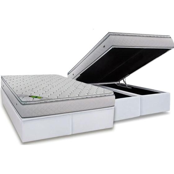 Imagem de Conjunto Box Baú Queen: Colchão Espuma Luckspuma MasterPocket Luck Spring + Base CRC Courano White(158x198)