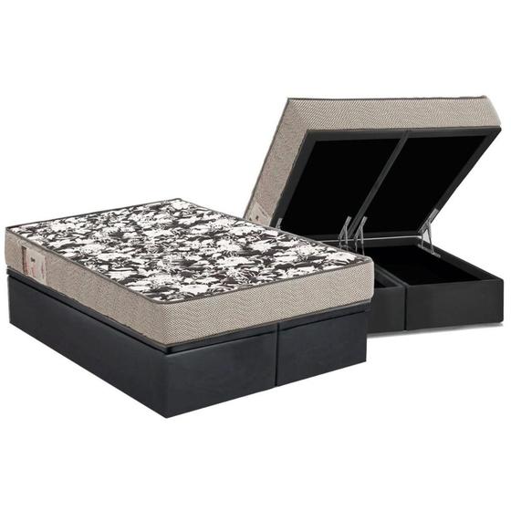 Imagem de Conjunto Box Baú Queen: Colchão Espuma Ortobom D26 Physical Ultra Resistente + Base CRC Suede Gray(158x198)