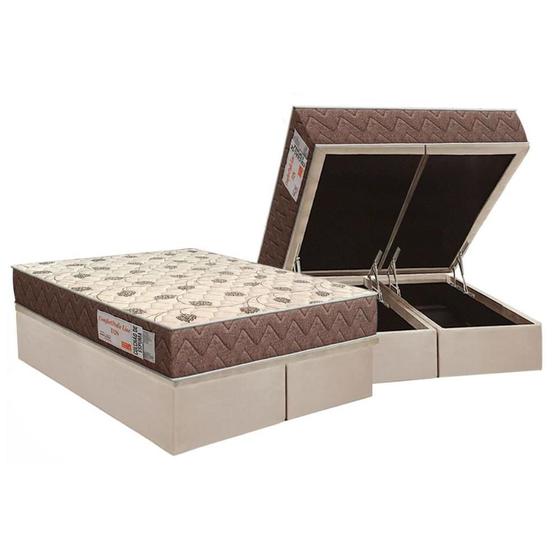 Imagem de Conjunto Box Baú Queen: Colchão Molas Orthoflex D28 Comfortpedic + Base CRC Suede Clean (158x198)