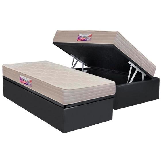 Imagem de Conjunto Box Baú Solteiro: Colchão Espuma Herval D45 New Top Double Face + Base CRC Courano Gray(88x188)