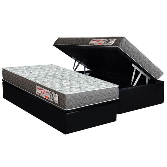 Imagem de Conjunto Box Baú Solteiro: Colchão Espuma Orthoflex D23 ComfortPedic + Base CRC Suede Black(88x188)