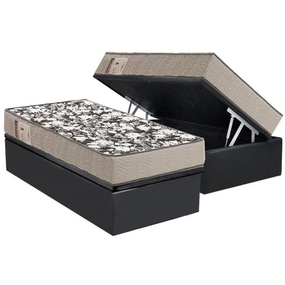 Imagem de Conjunto Box Baú Solteiro: Colchão Espuma Ortobom D26 Physical Ultra Resistente + Base CRC Suede Gray (88x188)
