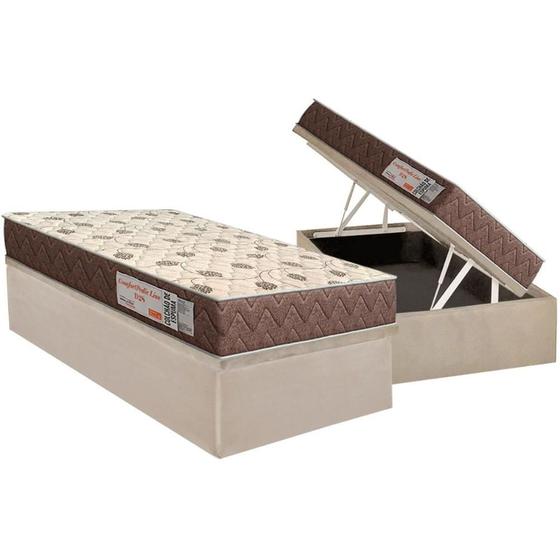 Imagem de Conjunto Box Baú Solteiro: Colchão Molas Orthoflex D28 Comfortpedic + Base CRC Suede Clean (88x188)