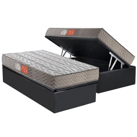Imagem de Conjunto Box Baú Solteiro: Colchão Molas Paropas D45 Pasquale Gray + Base CRC Suede Gray (88x188)