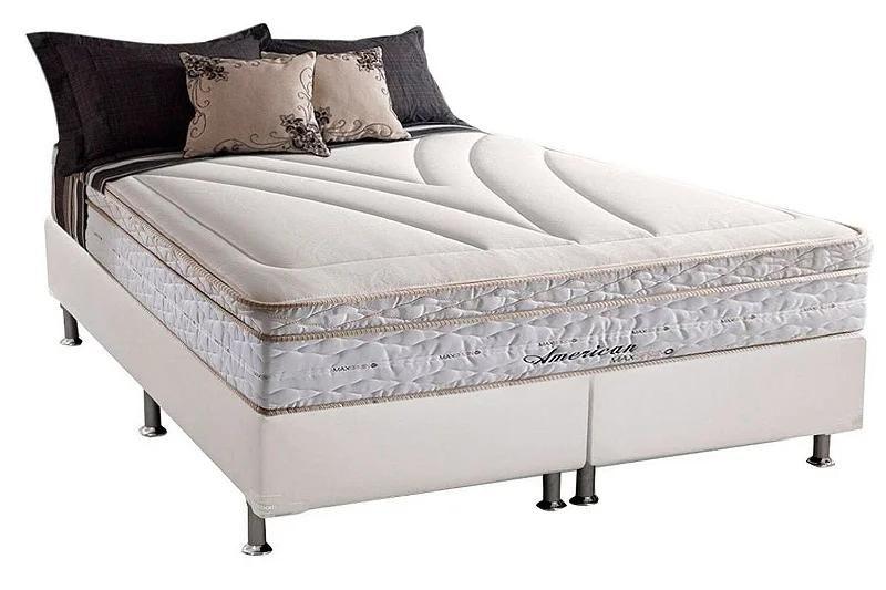 Imagem de Conjunto: box branco + colchão molas maxspring american queen 158x198x71