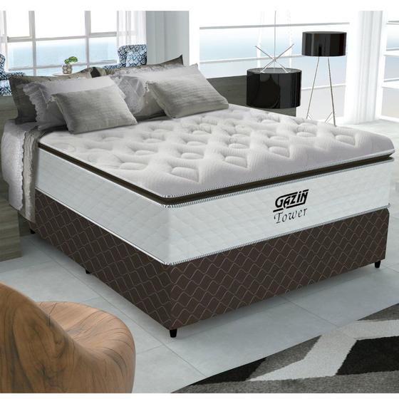 Conjunto Box Casal 138cm com Molas Tower Gazin Menor preço em Conjunto Box Casal 138cm com Molas Tower Gazin