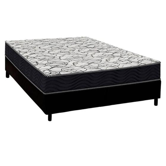 Imagem de Conjunto Box Casal: Colchão Espuma Ortobom D45 Airtech 150 + Base CRC Suede Black (138x188)