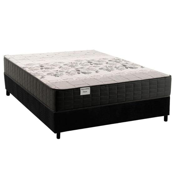 Imagem de Conjunto Box Casal: Colchão Molas Kappesberg Ensacadas Classic + Base CRC Suede Black (138x188)