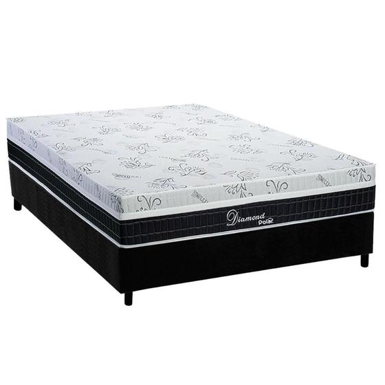 Imagem de Conjunto Box Casal: Colchão Molas Polar Superlastic Diamond + Base CRC Suede Black (138x188)