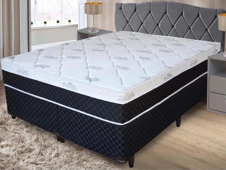 Imagem de Conjunto Box Casal Queen Umaflex Molas Ensacadas Veneza 158x66cm - Preto e Branco