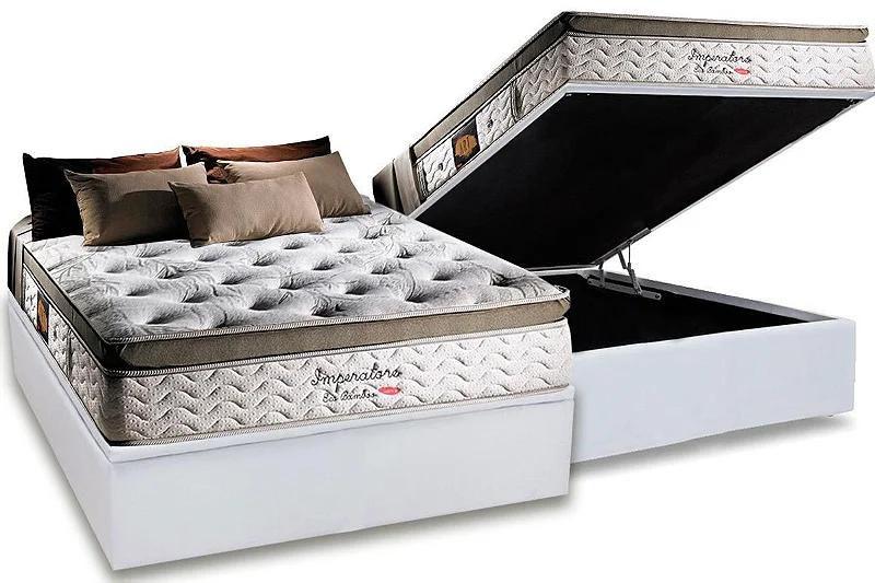 Conjunto: box com baú branco + colchão herval imperatore molas ensacadas casal 138x188x82 Menor preço em Conjunto: box com baú branco + colchão herval imperatore molas ensacadas casal 138x188x82